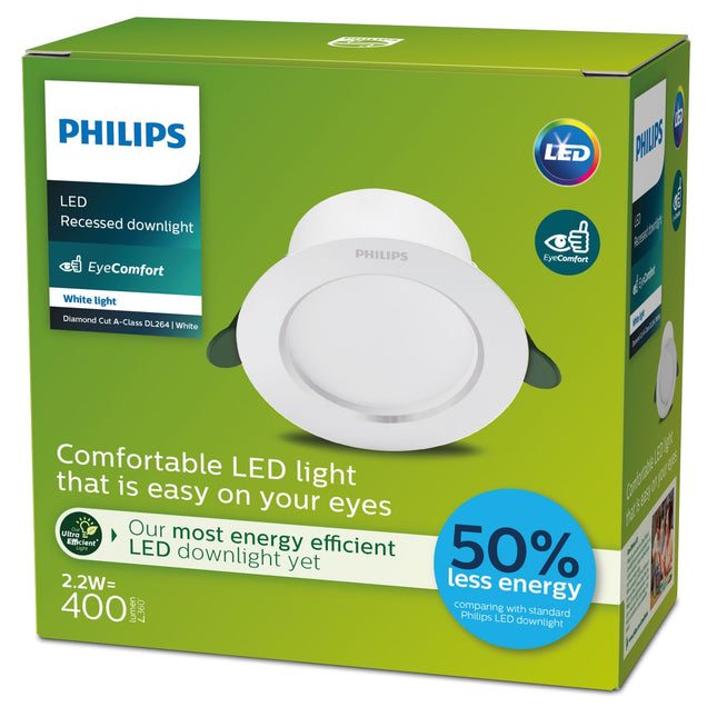 LED vestavné bodové svítidlo Diamond Cut Ø105mm 2.2W 400lm 3000K energetická třída A