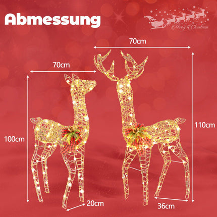 LED Reindeer Family Set, 2-Piece, 200 Lights, Outdoor