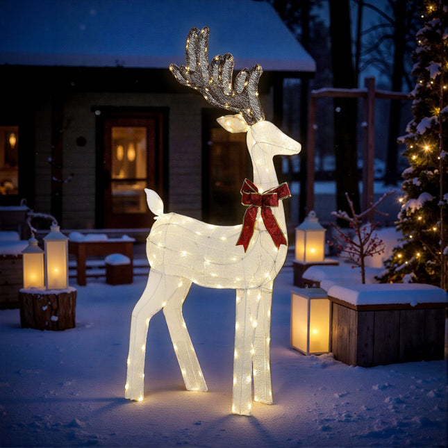 LED sob s červenou mašlí, 137 světel, odolný vůči počasí, 66x25x135 cm