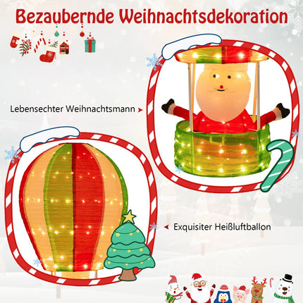 LED dekorace Santa v horkovzdušném balónu, 135 cm, 160 LED