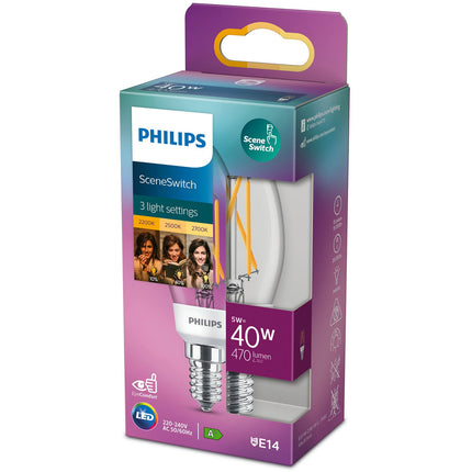 LED žárovka SceneSwitch E14 P45 Crown 40-18-9W čirá