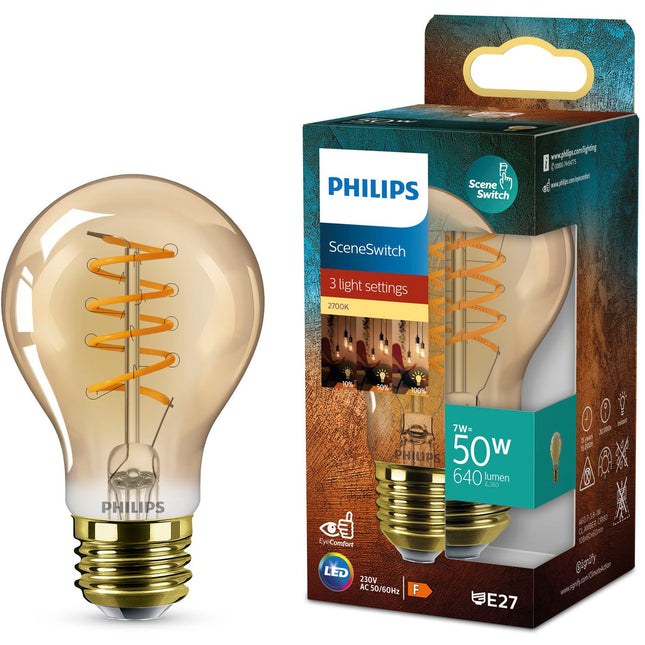 LED žárovka SceneSwitch E27 A60 7-3,8-1W (50W) deco spirála