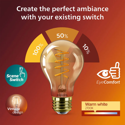 LED žárovka SceneSwitch E27 A60 7-3,8-1W (50W) deco spirála