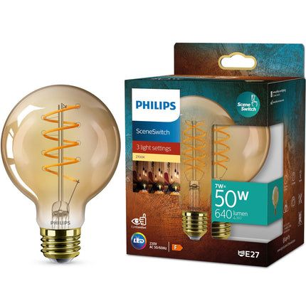LED žárovka SceneSwitch E27 G95 7-3,8-1W (50W) deco spirála