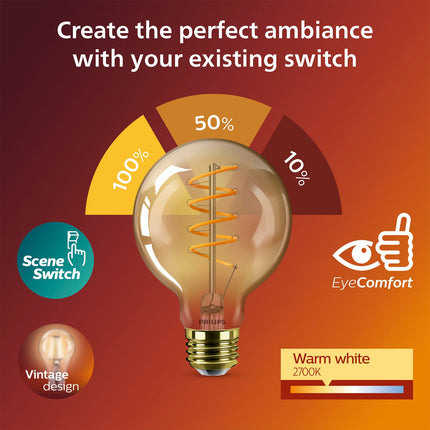 LED žárovka SceneSwitch E27 G95 7-3,8-1W (50W) deco spirála