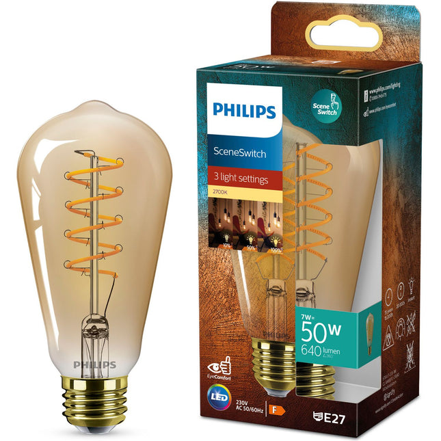 LED žárovka SceneSwitch E27 ST64 7-3,8-1W (50W) deco spirála