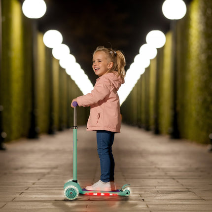 LED koloběžka, fialová – skládací, lehká