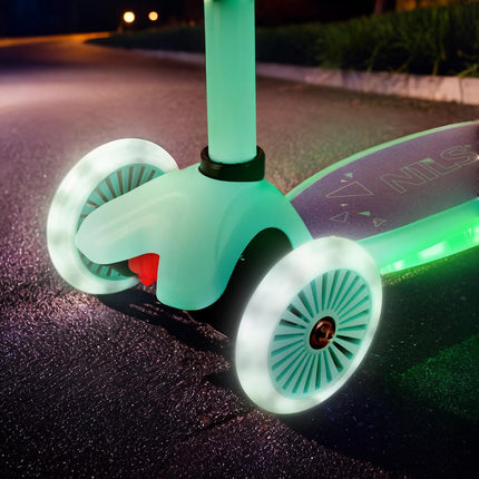 LED koloběžka, fialová – skládací, lehká