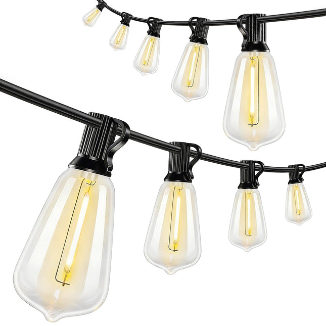LED světelný řetěz, 18m, 50 vintage Edisonových žárovek, teplá bílá