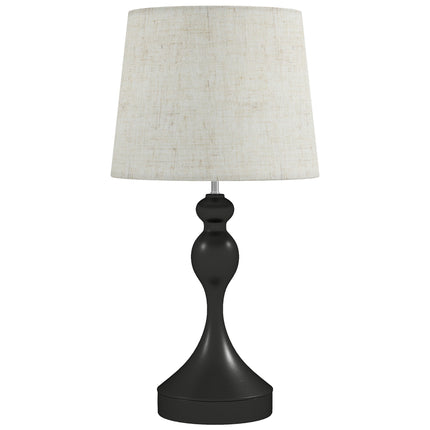 LED Table Lamp with 3 Color Temps, USB A+C Ports, Black Linen Shade
