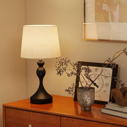 LED Table Lamp with 3 Color Temps, USB A+C Ports, Black Linen Shade