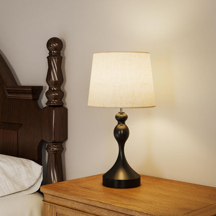 LED Table Lamp with 3 Color Temps, USB A+C Ports, Black Linen Shade