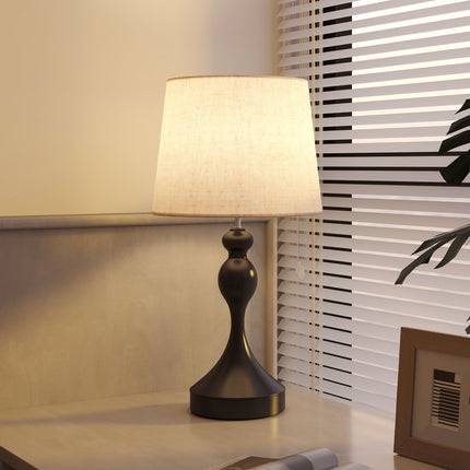 LED Table Lamp with 3 Color Temps, USB A+C Ports, Black Linen Shade