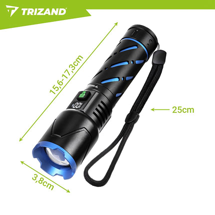 LED taktická svítilna 800lm, nabíjecí, voděodolná