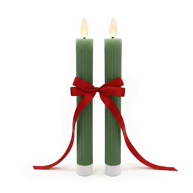 LED Taper Candles, Real Wax, Set of 2, Timer Function