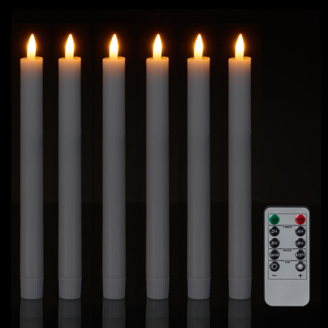 LED kónické svíčky s časovačem a dálkovým ovládáním, sada 6 ks