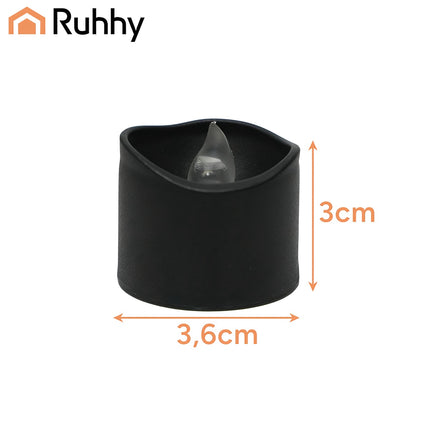 LED čajové svíčky, černé, 12 ks, 3.6 cm, včetně baterie