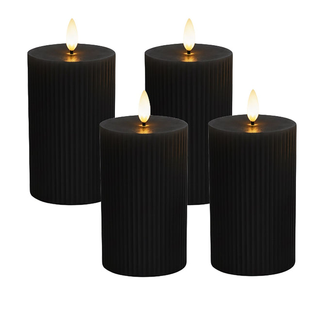 LED voskové svíčky, bez plamene, blikající plamen, sada 4 ks
