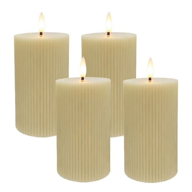 LED voskové svíčky, bez plamene, blikající, sada 4 ks