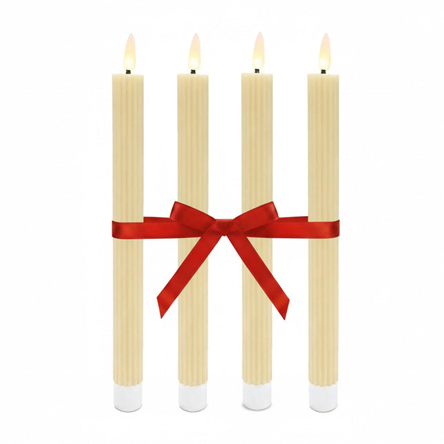 LED voskové kónické svíčky, blikající plamen, sada 4 ks