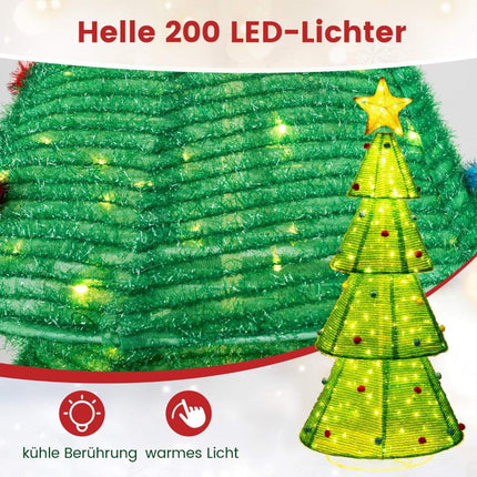 LED umělý vánoční stromek 190cm osvětlený vánoční stromek s 200 LED světly