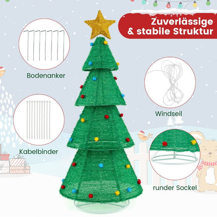 LED umělý vánoční stromek 190cm osvětlený vánoční stromek s 200 LED světly
