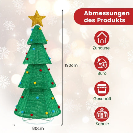 LED umělý vánoční stromek 190cm osvětlený vánoční stromek s 200 LED světly
