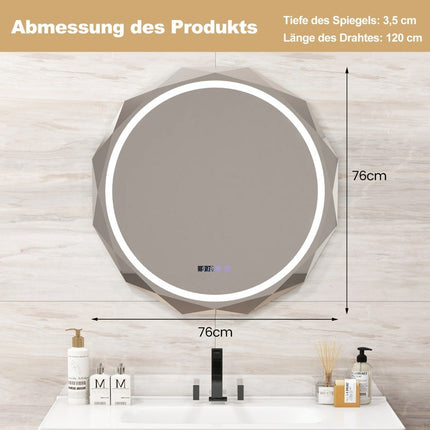 LED bathroom mirror with lighting & clock & touch switch anti-fog bathroom mirror