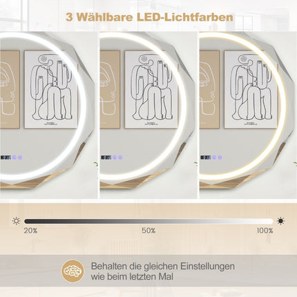 LED bathroom mirror with lighting & clock & touch switch anti-fog bathroom mirror