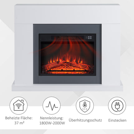 Volně stojící elektrický LED krb, efekt plamene, MDF, bílá