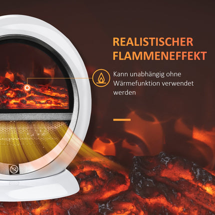 Mini LED electric fireplace - 1500W, white, compact size