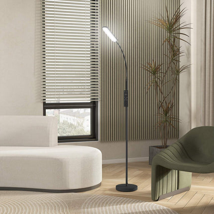 LED stojací lampa, 5 režimů, paměťová funkce, nastavitelný jas, ocel, černá