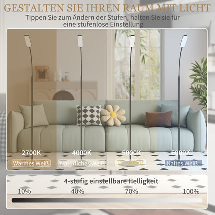 LED stojací lampa, 5 režimů, paměťová funkce, nastavitelný jas, ocel, černá