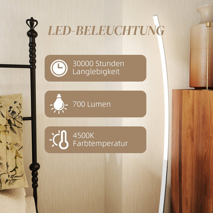 Stmívatelná stříbrná stojací lampa s nastavitelným jasem