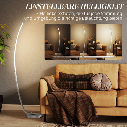 Stmívatelná stříbrná stojací lampa s nastavitelným jasem