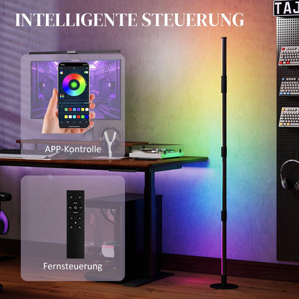 Dimmable LED floor lamp with remote control & app, dark grey