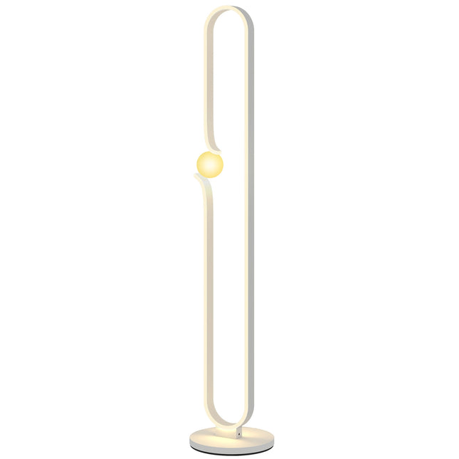 LED stojací lampa, design hudební noty, skleněné stínidlo, kov, plast, bílá