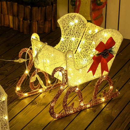 LED reindeer and sleigh decoration, 170 white lights