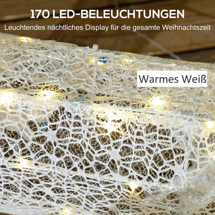 LED reindeer and sleigh decoration, 170 white lights