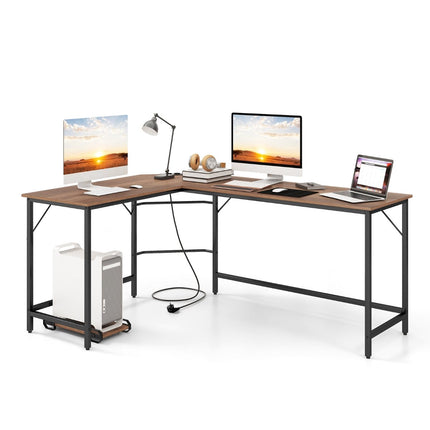 Počítačový stůl do L, zásuvky, USB, stojan na PC