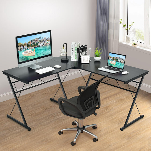 Rohový stůl do L 59-Inch, MDF a ocel, černá