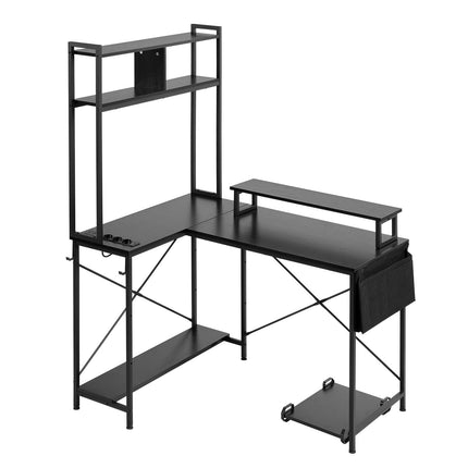 L-Shaped Gaming Desk with LED, Reversible 1.2m, Outlets