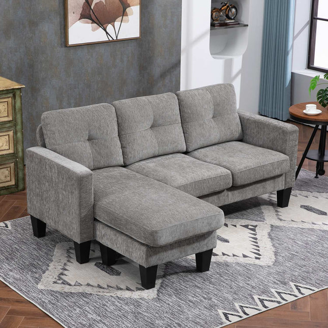 Pohovka do L, žinylková látka, hnědá, úsporný design