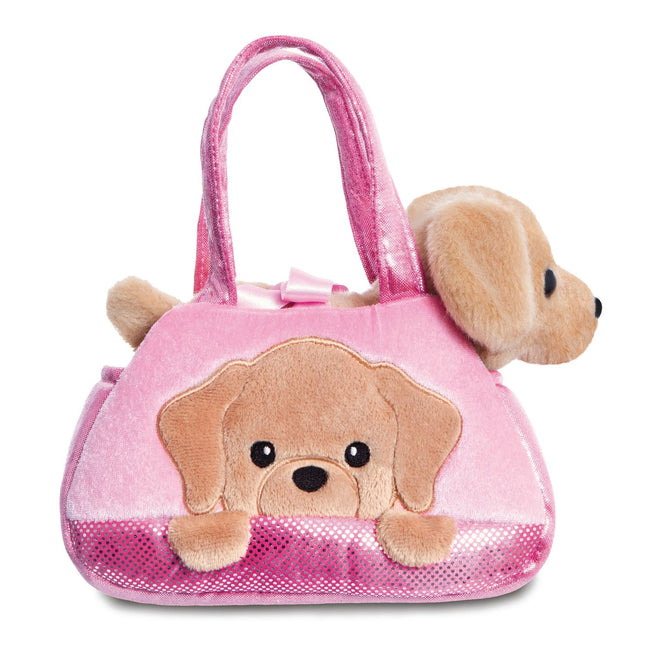 Plyšový labrador v tašce, velikost 20 cm, měkký a mazlivý