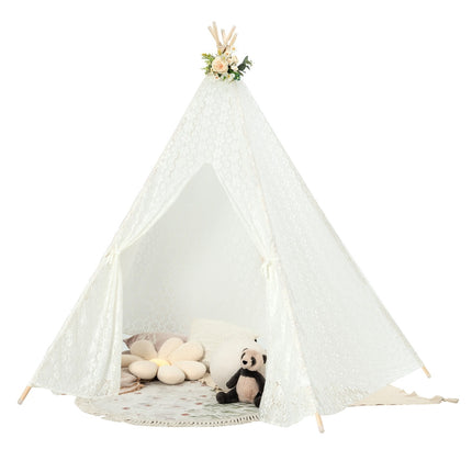Krajkové teepee, 5stěnné, LED hvězdná světla, velké