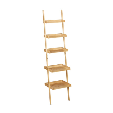 Žebříkový regál, bambus, 5 polic