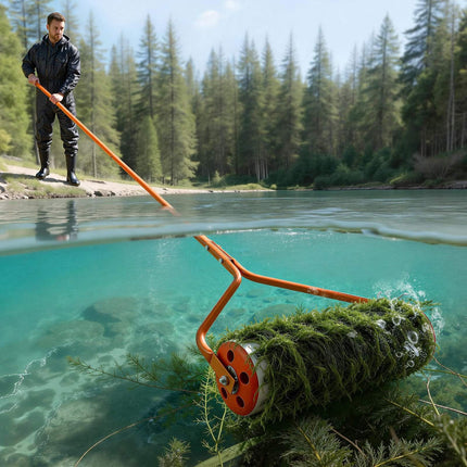 Lake Weed Roller, 18 Ft Handle, 6 Serrated Steel Teeth