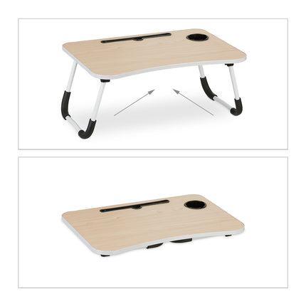 Lap Desk with Wood Effect, Foldable Bed Tray with Holders