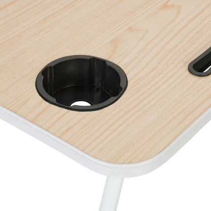 Lap Desk with Wood Effect, Foldable Bed Tray with Holders