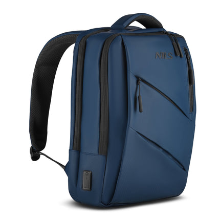 Batoh na notebook, modrý, nabíjecí port USB-C, 15L
